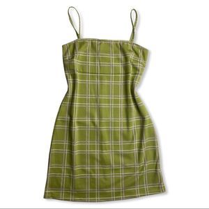 Plaid Green Bodycon Strap Dress